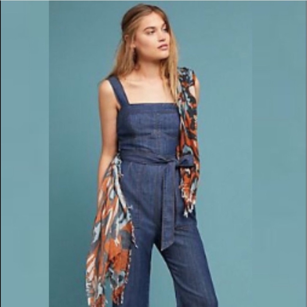 Anthropologie Pilcro Denim Blue Wide-Leg Jumpsuit - Picture 2 of 12
